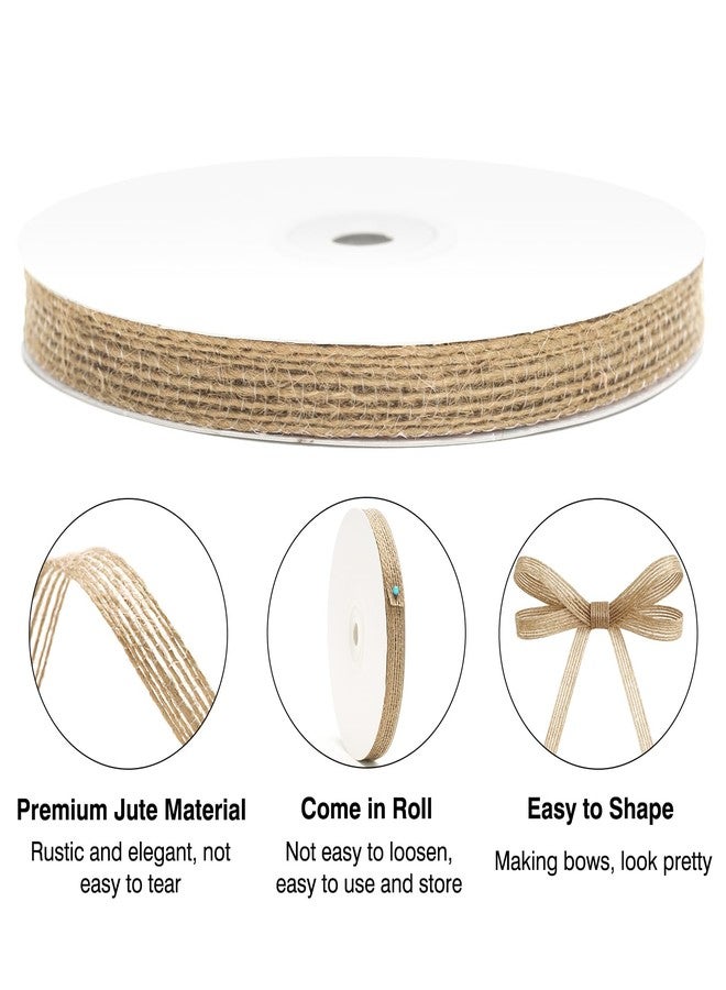 KINGLAKE Natural Jute Thin Burlap Ribbon – 3/8 Inch x 20 Yards Rustic Ribbon Roll with Spool for Crafts, Gift Wrapping, Wreaths, Wedding, Christmas and Rustic DIY Decorations - Image 3